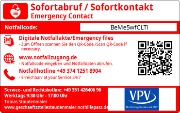 NotHilfePass Rückseite